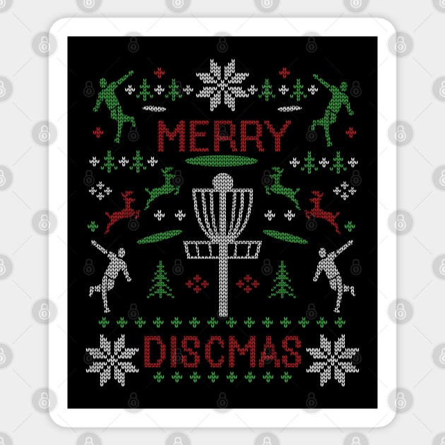 Merry Discmas Disc Golf Ugly Christmas Sweater Disc Golf Christmas Sticker by TeeCreations